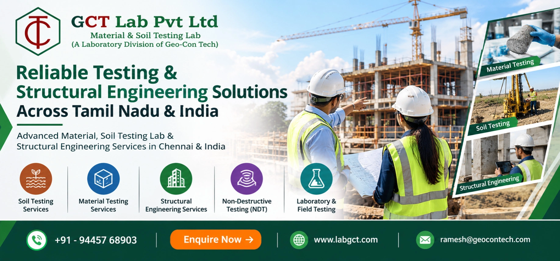 Advanced Material, Soil Testing Lab & Structural Engineering Services in Chennai & India